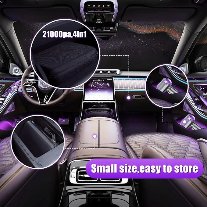 Brushless Handheld Car Vacuum （Equipped with a one-Touch Window Breaker and Seatbelt Cutter ）25000Pa Ultra-Strong Suction Ultra-Lightweight Mini Portable Vacuum Cleaner ，For Car ，Home (Silver-Purple)