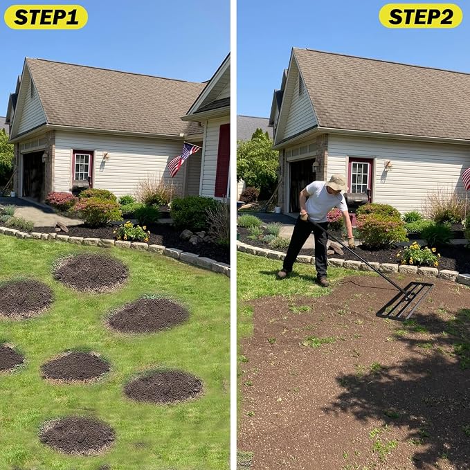 30"x10" Lawn Leveling Rake - High Carbon Steel Yard Lawn Leveler Tool with Adjustable Long Handle | Multi-Surface Levelawn Tool for Soil, Grass, Golf Course, Garden & Farm Care