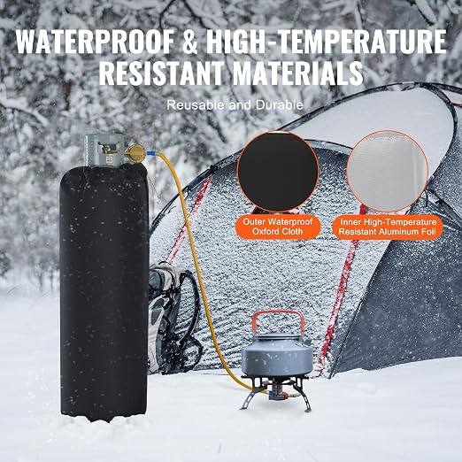 VEVOR Insulated Band Style Gas Cylinder Warmer, Fits 100 Lbs Gas Tank 280W Propane Heater, Fix Internal Thermostat Max Temp 90℉, Durable Waterproof Oxford Fabric, Tested to UL 499 Standard, FCC Listed