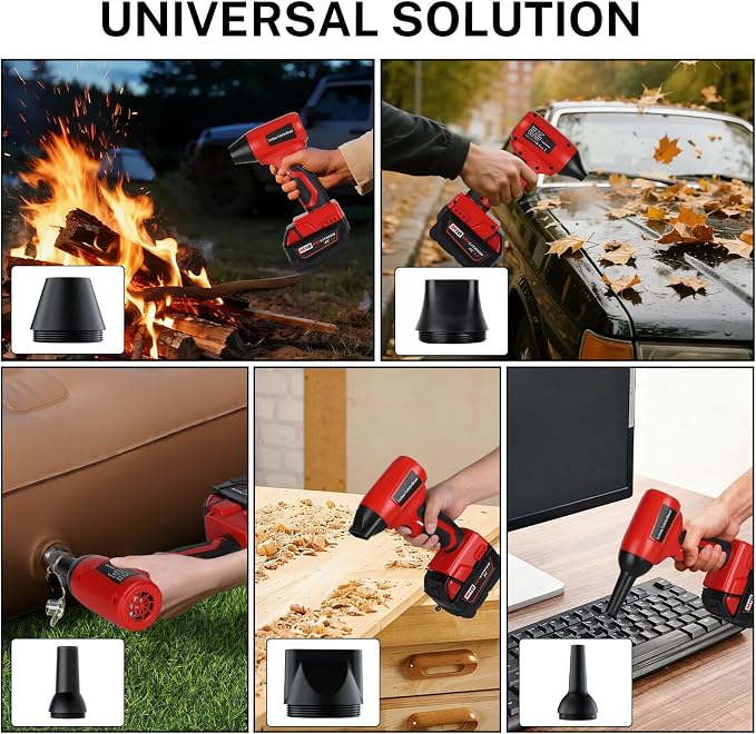 Cordless Dust Blower Compatible with Milwaukee M18 18V Battery, Handhled Leaf Blower Electric Compressed Air Duster Turbo Jet Fan with Nozzles for Blowing Leaves and Dust