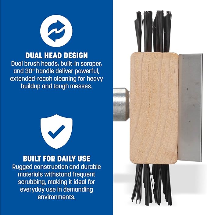 SPARTA 4002600 Stainless Steel Grill Brush, Grill Scraper With Long Handle For Commercial Cleaning, Kitchens, Restaurants, Bathrooms, 30 Inches, Brown, (Pack of 6)
