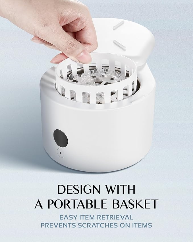 45khz Ultrasonic Retainer Cleaner Machine, Dental Cleaning Pod with 4 Modes & Digital Timer, Mouthguard Cleaner for Dentures, Aligners, Mouth Guards, Night Guards, Jewelry