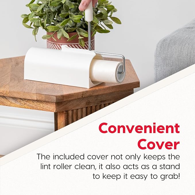 IRIS USA Extra Sticky Lint Roller, Large with Adjustable Extension, Storage Box, Refills, 90 Sheets/Roll, 540 Sheets Total, Easy Tear Lint Remover for Dog Cat Pet Hair On Bed Floor Sofa