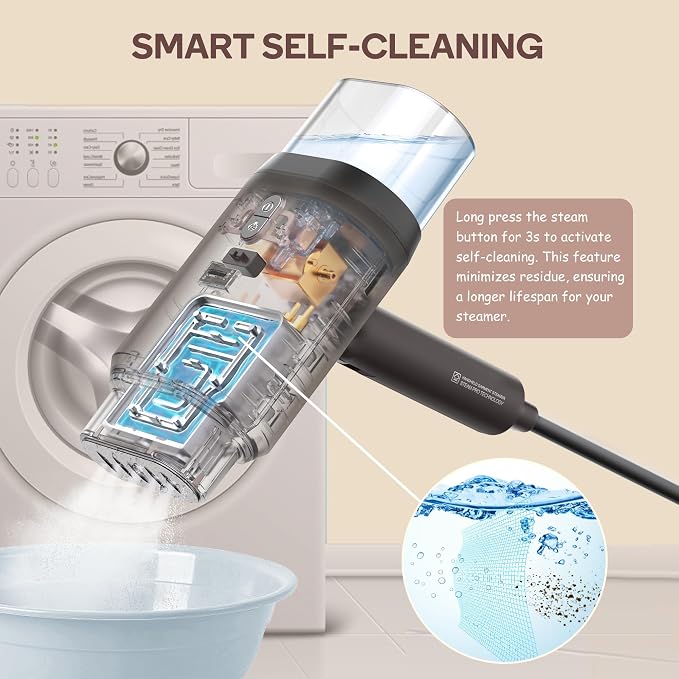 Newbealer Pro Business Travel Steamer, 1200W Dual Voltage, 180ml (Brown) | Foldable & 20s Fast Heat, 360° Anti-Spill Garment Steamer, Solid 1.72 lbs, Auto-Off, for Global Business Trip/Hotel/Office