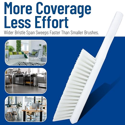 SPARTA 8 Inch Soft Counter Brush with Polyester Bristles and 5 Inch Handle, Color Coded Handheld Broom for Tables Countertops and Foodservice Surfaces, 13 Inch Overall Length, White, Pack of 6