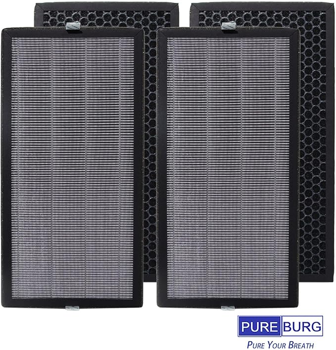 PUREBURG Replacecment Filter Compatible with Kenmore SMART 2300e Series PM4030 Air Purifier Part KF465, 2 Set (4 Filters) H13 HEPA Activated Carbon 3-Stage Filtration