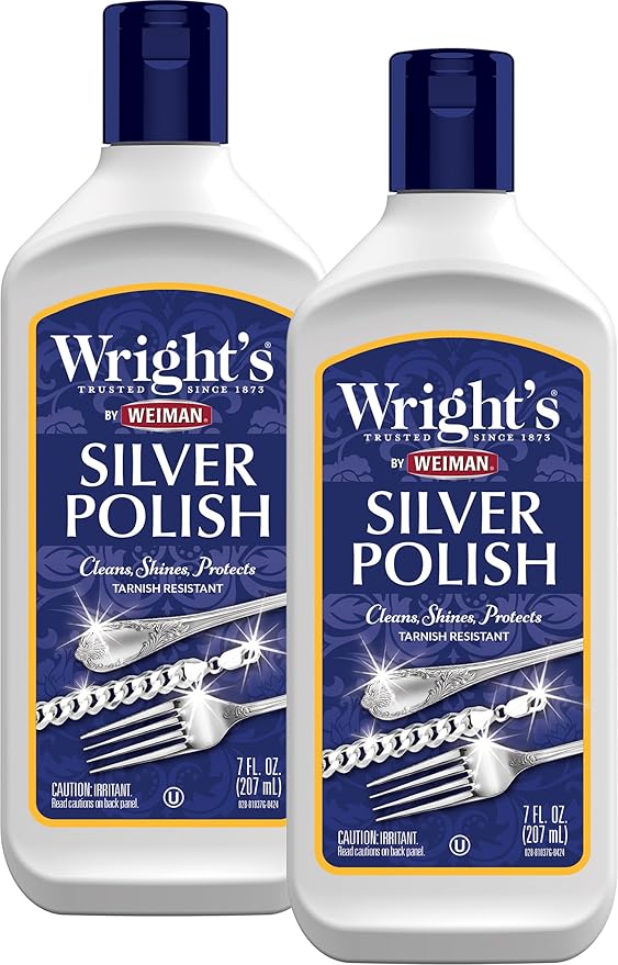 Wright's Silver Cleaner and Polish - 7 Ounce (2 Pack) Ammonia-Free - Use on Silver, Jewelry, Antique Silver
