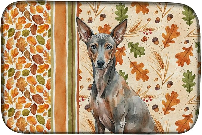 Caroline's Treasures Xoloitzcuintli Heirloom Fall Dish Drying Mat Absorbent Dish Drying Mat Pad for Kitchen Counter Dish Drainer Mat for Countertop, 14 x 21", Multicolor