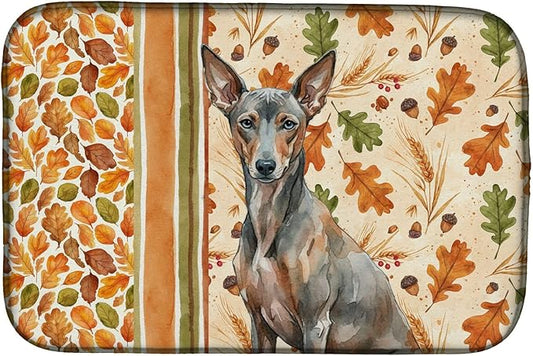Caroline's Treasures Xoloitzcuintli Heirloom Fall Dish Drying Mat Absorbent Dish Drying Mat Pad for Kitchen Counter Dish Drainer Mat for Countertop, 14 x 21", Multicolor