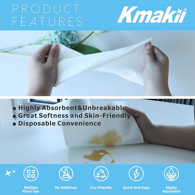 KMAKII White Disposable Dinner Napkins Linen-Feel Colored Paper Napkins Premium Cloth Like Napkins Ideal For Restaurant, Events, Weddings&Party,50 Pack 16 x 16 inches