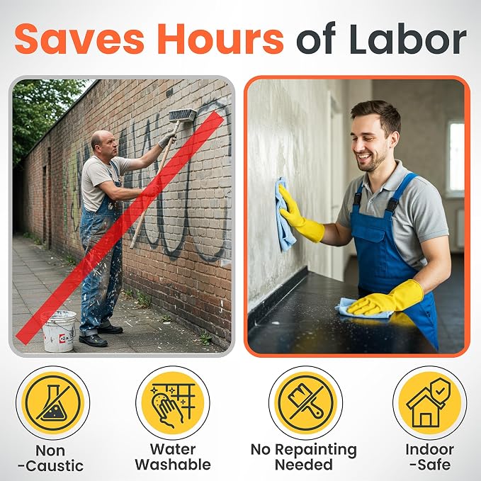 Brodi Marksoff Graffiti Remover Spray, Gel Based, Industrial Vandalism Remover for Spray Paint, Marker, Stickers & Stains, Clings to Vertical Surfaces, Fast-Acting & Surface-Safe (Pack of 3)