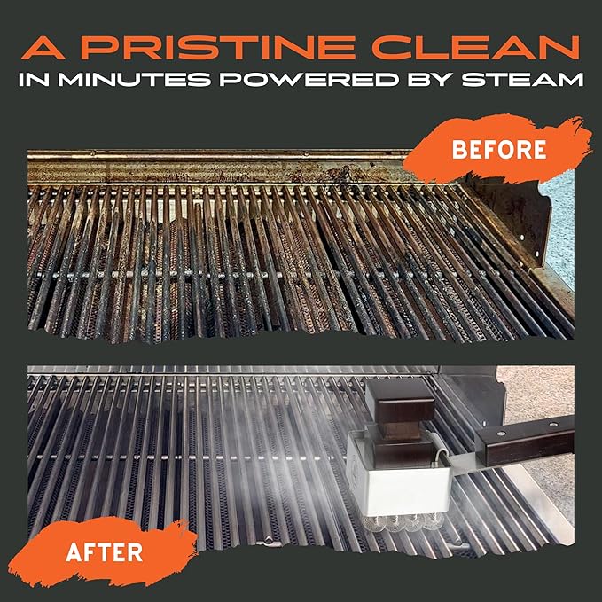 Steam Grill Brush Bristle-Free – Stainless Steel, No-Wire BBQ Grill Brush - Steams Ice as it Cleans Grates – 3 Lb., Heavy-Duty Cleaning Machine by Hickory Summit