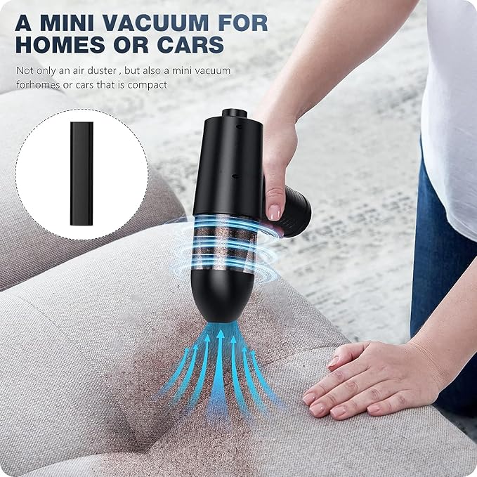 Compressed Air Duster, BIRKINHOME Electric Air Duster w/LED Light, Keyboard Cleaner for Office, Replacement Compressed Air Can, Rechargeable Air Blower for for Computer, PC, Air Conditioner Filter