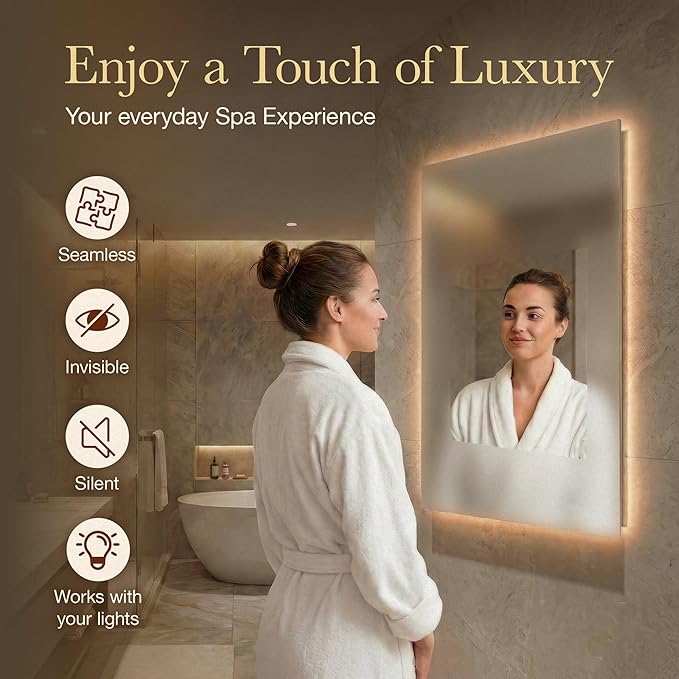 WarmlyYours Heated Mirror Defogger Rectangular 30x40 in. Self-Adhesive Anti Fog and Steam Electric Pad for Existing Bathroom Wall Mirrors
