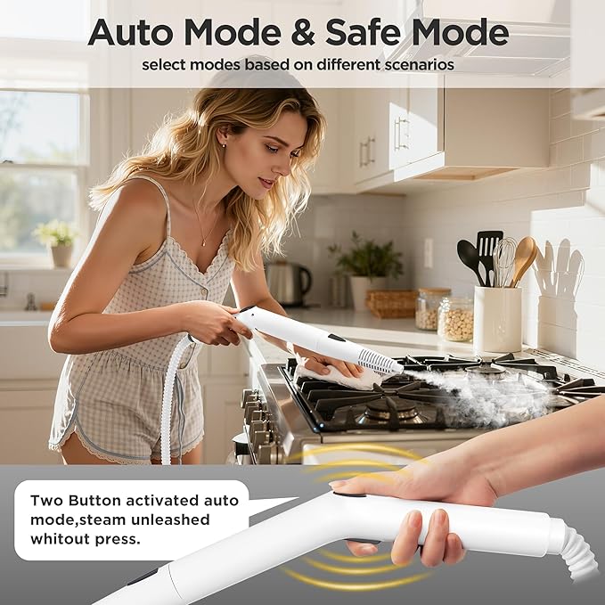 All-in-1 Steam Cleaner with 25 PSI High-Pressure Boiler, 21-Piece Accessory Kit, Portable Handheld & Floor Steamer for Tiles, Grout, Furniture and Car, Chemical-Free Deep Cleaning,3 Colors Selection