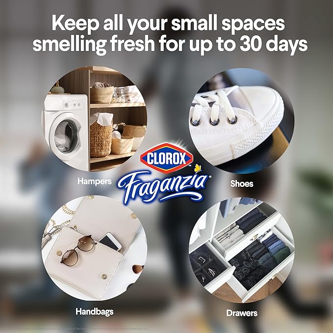 Clorox Fraganzia Deodorizing Balls for Shoes and Small Spaces, Twist-to-Activate No-Plug Odor Refresher Pods for Gym Bags, Lockers, Drawers, and Hampers, Ocean Breeze, 6 Count - 12 Pack