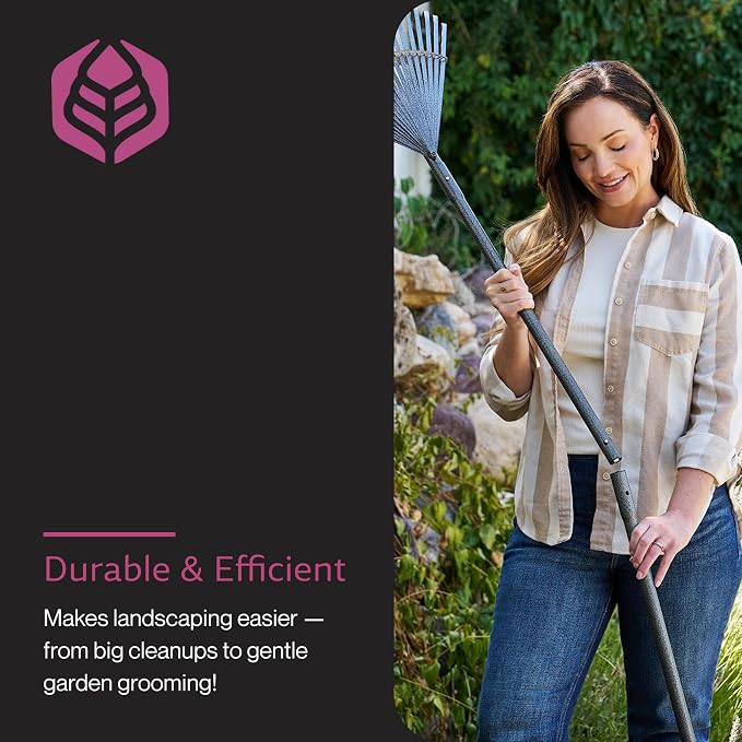 Yard Butler ILT-20 World’s Greatest Rake Garden Rake for Lawncare - Convenient Garden Cleaning Accessory - Lightweight Wooden Handle - Steel Tines - Easy to Maneuver