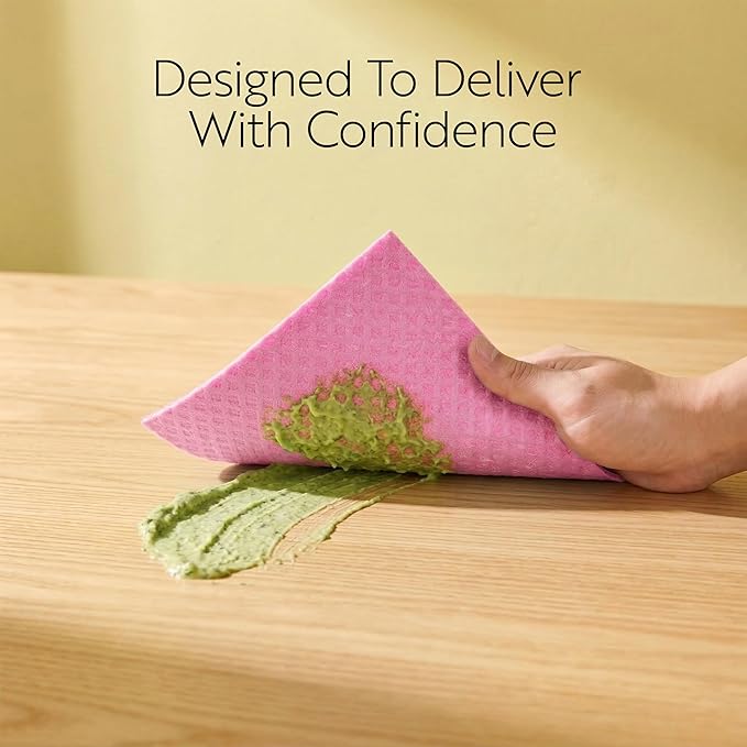 Restaurantware Swedish Dishcloths Pack of 200 Cellulose Reusable Absorbent Pink Kitchen Towels, Washable Quick-Dry Dish Towels, Sustainable Pink Cleaning Cloths Super-Absorbent Biodegradable Odorless