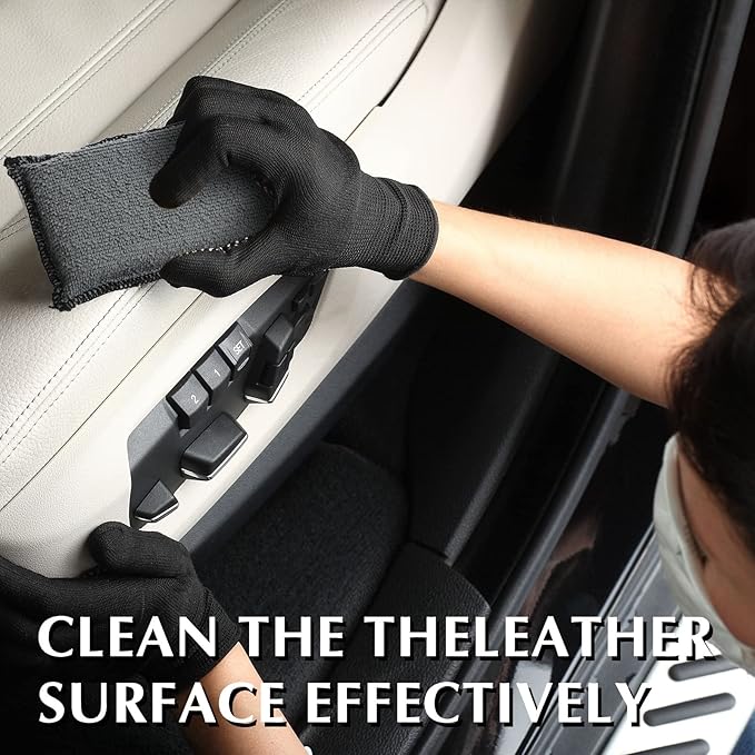 Mudder 12 Pcs Car Interior Scrubbing Sponge 5'' x 3'' Fiber Car Wax Applicator pad Household Cleaning Sponges for Leather Car Seat Couch Cleaning (White Gray)