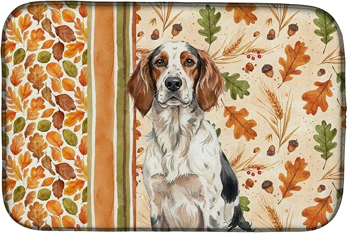 Caroline's Treasures Tricolor English Setter Heirloom Fall Dish Drying Mat Absorbent Dish Drying Mat Pad for Kitchen Counter Dish Drainer Mat for Countertop, 14 x 21", Multicolor