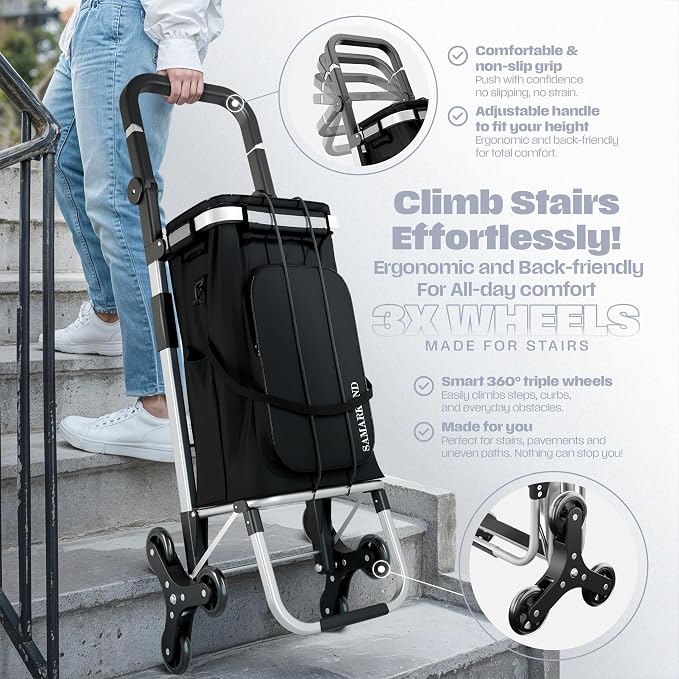 Folding Cart With Wheels Waterproof 88 lb, Phone Support & Elastic Ropes for Grocery Shopping – Grocery Cart On Wheels Foldable - Carts With Wheels For Groceries, Shopping Carts For Groceries Foldable