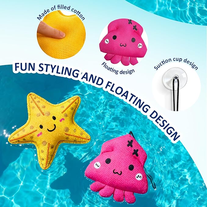 2 Pack Hot Tub Scum Absorber, Upgrade Reusable Starfish and Squid Hot Tub Absorber Accessories Sponge for Spa & Pool Cleaner, Hot Tub Oil Absorbing Keeps Water Clean
