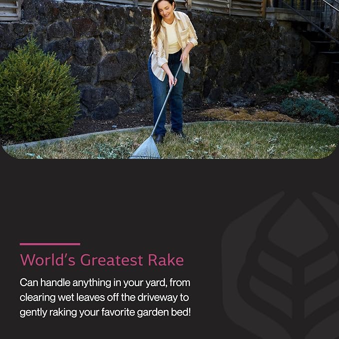Yard Butler ILT-20 World’s Greatest Rake Garden Rake for Lawncare - Convenient Garden Cleaning Accessory - Lightweight Wooden Handle - Steel Tines - Easy to Maneuver