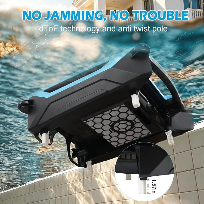 Sky Blue Solar Pool Skimmer Robot, APP Control 24/7 Auto Cleaner | Dual Charging, Ideal for Above Ground & In-Ground Pools