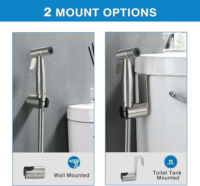Hot and Cold Handheld Bidet Sprayer for Toilet, Warm Water Bidet with Adjustable Pressure, Non-Electric Temperature Control for Feminine Wash, Cloth Diaper for Baby Wash (Brushed Nickel)