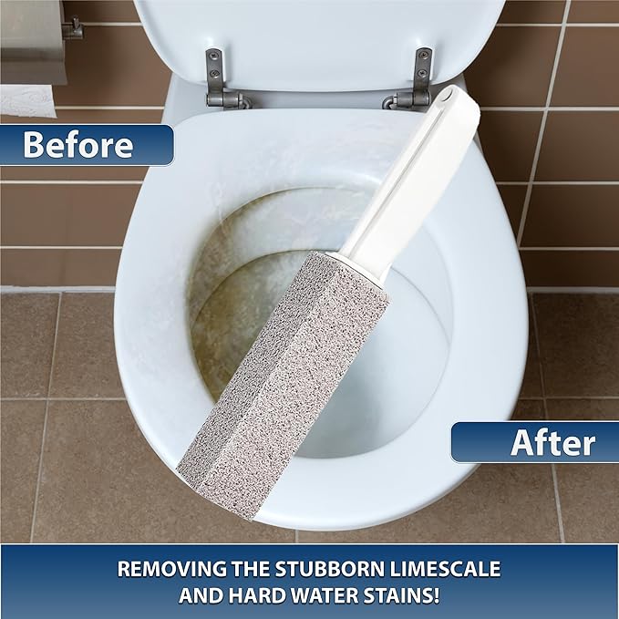 2 Pack Ring King Pumice Stone Toilet Bowl Cleaner with Handle, Hard Water Build up Remover, Removes Stubborn Limescale from Tile, Shower Door and Bathtubs. Best Calcium, Lime, and Rust Remover.