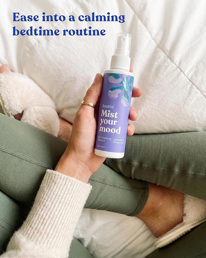 Asutra Lavender & Chamomile Multi-Use Natural Aromatherapy Room Spray, Calming Linen & Pillow Mist, Fabric Spray for Sleep & Bed, 4 fl oz