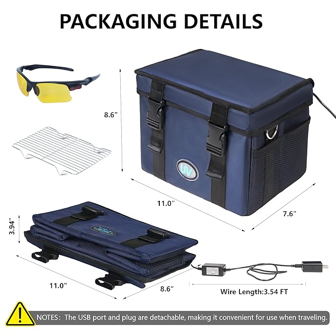 UV Sanitizer Box, 12L Ozone Portable Sanitizing and Cleaning Machine with 3-Level Timer, Foldable UV Cleaner Box for Toys, Mask, Towel, key Etc. UV Boxes with Ozone
