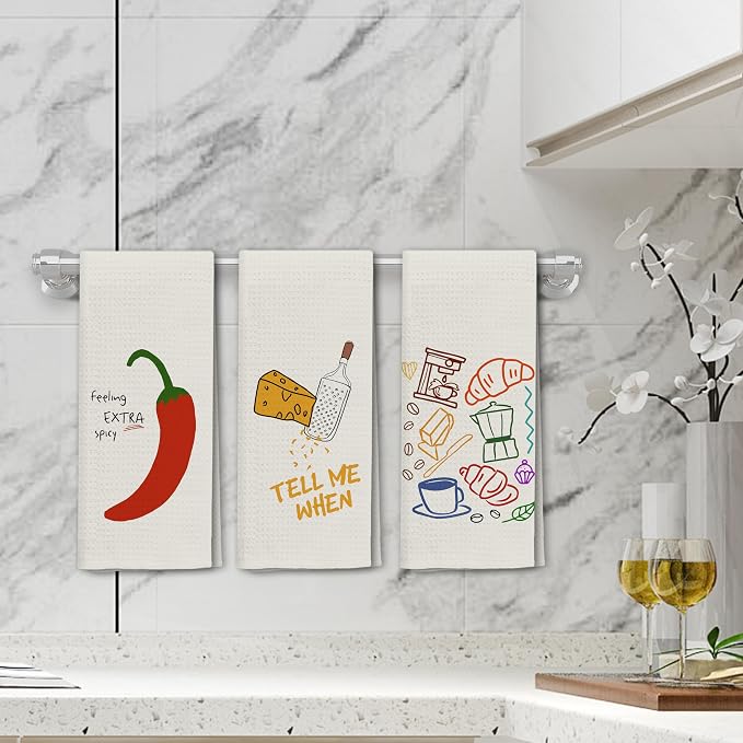 Italian Kitchen Towels Set 3, Italian Kitchen Decor, Bar Towels for Kitchen Bartender, Retro Dish Towels for Hand Towels for Kitchen, Aesthetic Kitchen Decor, 16x24 Inch