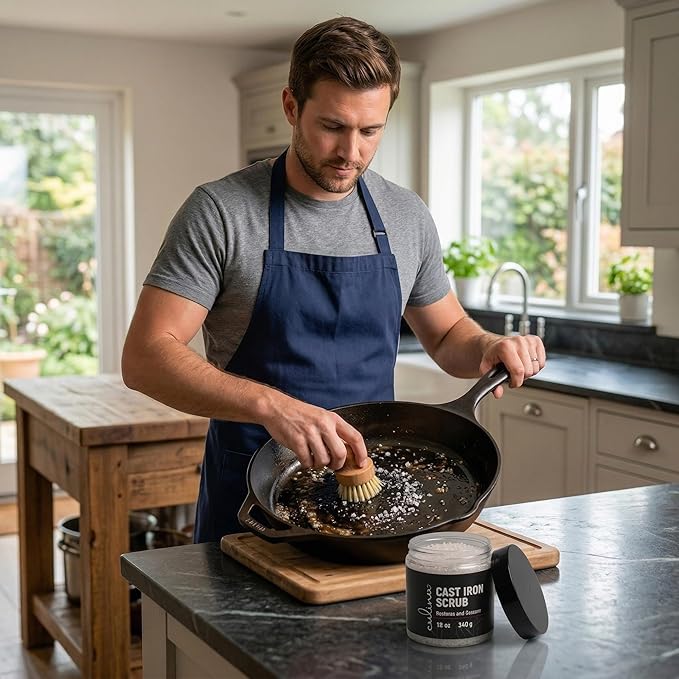 Culina Supreme Cast Iron Care Set: Restoring Scrub, Cleaning Soap & Conditioning Oil | Best for Cleaning Care, Washing & Restoring | 100% Plant-Based | for Cast Iron Cookware, Skillets, Pans & Grills!