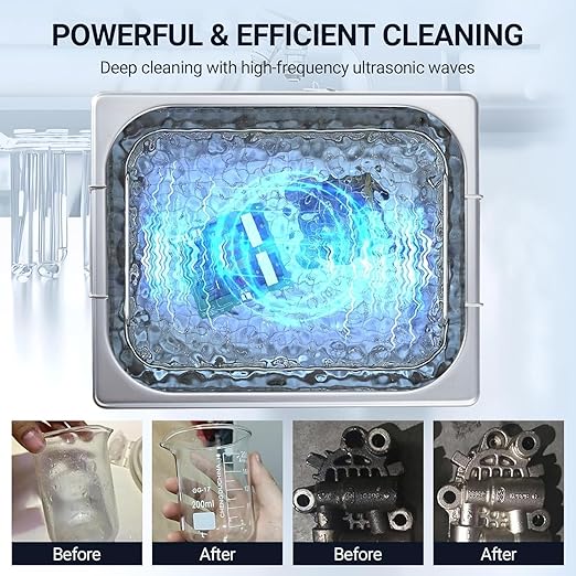 10L High-Power Ultrasonic Parts Washer 240W | 40kHz Heated Industrial Cleaner with Cycle Memory | for CNC Tools, Aerospace Components, Dental Sterilization, Jewelry Workshop