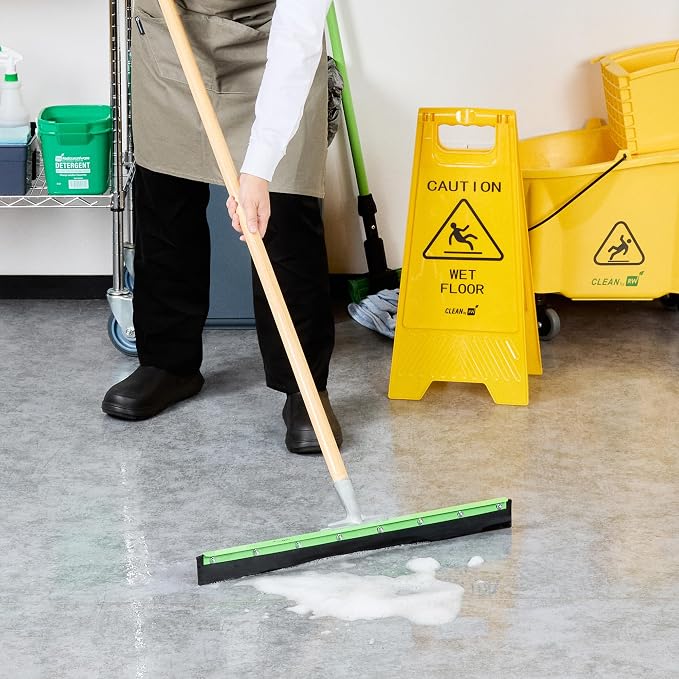 Restaurantware-SQUEEGEE ONLY: Clean Tek Professional 24 Inch Floor Squeegee, 1 Broom With Rubber Blade - Handle Sold Separately, Heavy-Duty, Green Steel Wiper, Ideal For Floor, Tiles