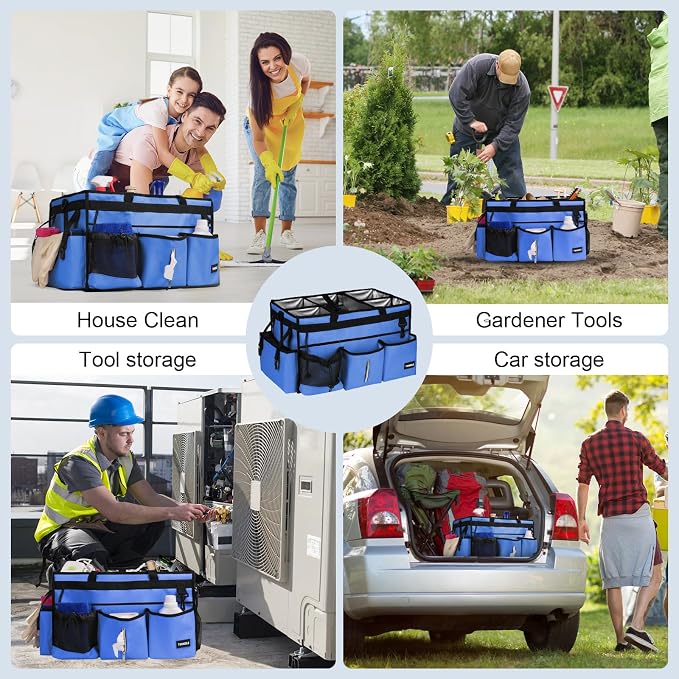 Extra-Large Wearable Cleaning Caddy With Detachable Divider,Cleaning Caddy For Cleaning Supplies Large Cleaning Supply Caddy With Adjustable Shoulder Strap & Waist Belt For Cleaners