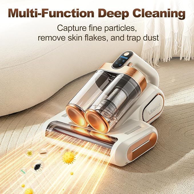 Mattress Vacuum Cleaner, Cordless Bed Vacuum with 13KPa Suction, Portable Vacuums for Sofa Couch Crib, Birthday Gifts for Women (Gray & Purple)