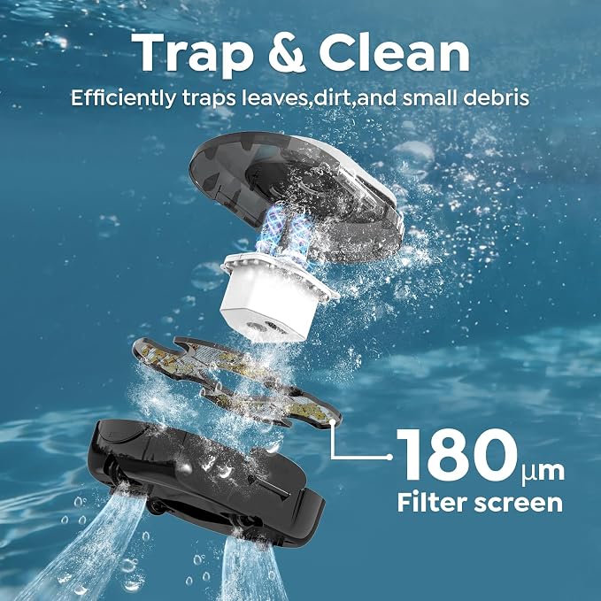 S1 Pro Cordless Robotic Pool Cleaner, 130-Min Runtime, Cleans Up to 1,292 Sq.Ft, Dual-Motor Pool Vacuum, Automatic Cleaner with Large Filter Basket, Fast Charging & Self-Parking(Glossy Black White)