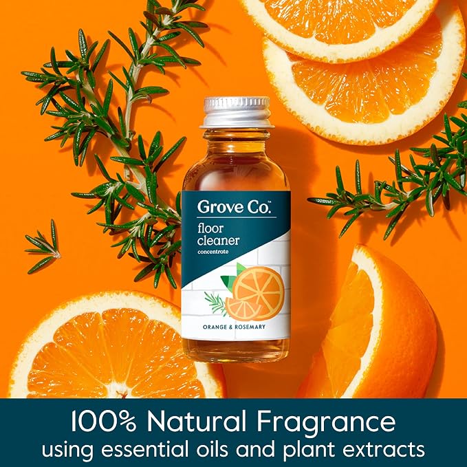 Grove Co. Floor Cleaner, 6 x 1 fl oz (Pack of 6), Orange & Rosemary | Chlorine Free; Ammonia Free; No Plastic Waste; Plant-Based; Removes Stains; Natural Fragrance; No Harsh Chemicals