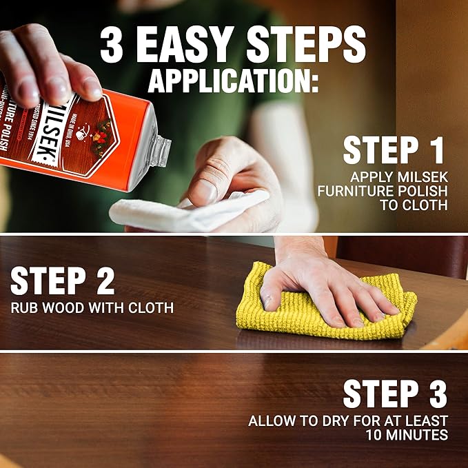 Milsek Furniture Polish and Wood Cleaner with Cinnamon Raspberry Scent - for Home and Household from Hardwood Floors to Kitchen Cabinets - 12 Fl Oz (Pack of 4)