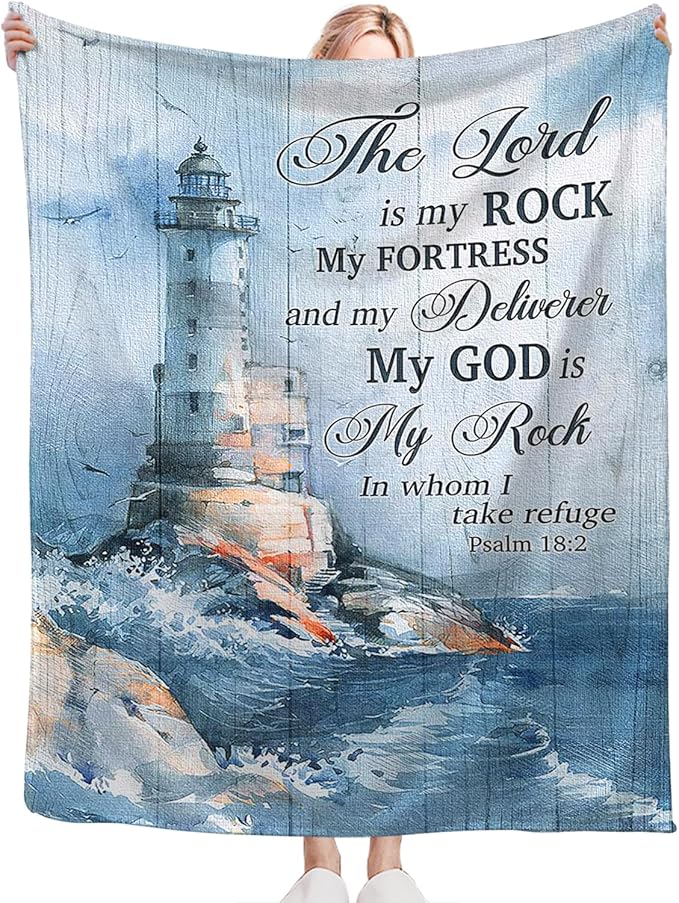 Tijuboni Ocean Nautical Lighthouse Throw Blanket Christian Religious Gifts for Women Men Girls Boys Kids Adults Soft Flannel Fleece Blanket for Couch Sofa Bed Home Decor 60"x80"