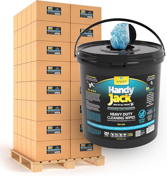 Wipex Handy Jack Heavy Duty Wipes, Pallet-Size of Dual Texture Cleaning Cloth, Use on Hands, Equipment, Tools, Automotive, 260 Count (Pallet of 120)