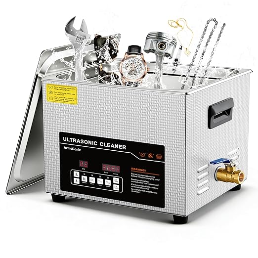 Ultrasonic Cleaner 15L Dual-Frequency Professional Digital Stainless Steel Cleaning Machine with Heater Timer for Denture, Coins, Small Metal Parts, Circuit Board, Lab Tools, etc