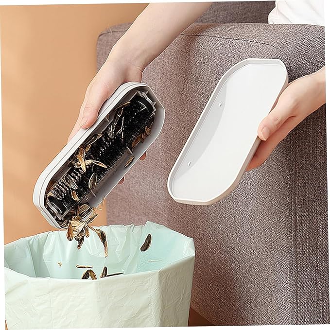 Multi - Functional Table Crumb Sweeper, Handy Rolling Bed Sweeping Brush, Handheld Crumb Sweeper, Soft Bristles Debris Collector for Table, Mat, Bed Sheets, Sofas, Clothes Cleaning Brush (White)