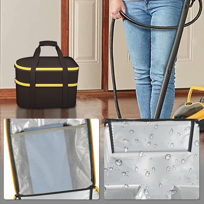 Bag for Wagner Spraytech 0282014 905e/915e/925e Portable Steam Cleaner, Foldable Handheld Steamer Storage Case for 18 Accessories Cleaning Brushes, Wallpaper Steam Plate with Pockets-Bag Only(YELLOW)