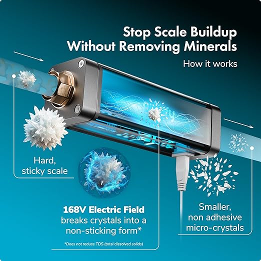 PIURIFY in-Line Whole House Electronic Water Descaler System | All Hardness Levels + Extreme Hard Water | UP to 15+ GPG / 250+ PPM | 168V High-Power | 5 x More Effective | Salt-Free | No Maintenance