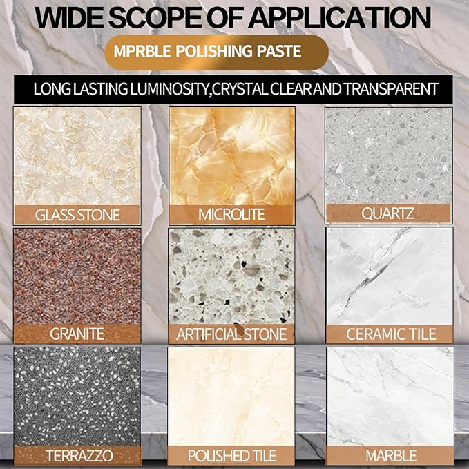 Marble Polishing Paste, Professional Marble Cleaner & Quartz Polish, Stone Sealer & Protector for Countertops, Floors, and Walls – Marble Polishing Compound Kit, 2.2LB