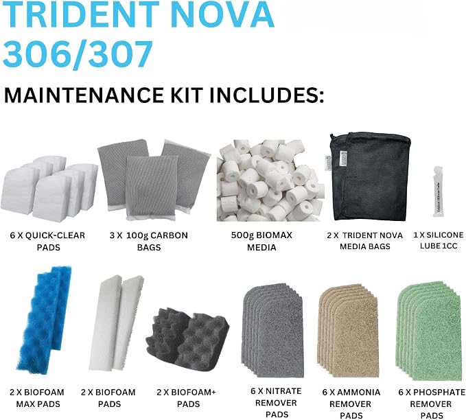 36 Pcs 306/307 Filter Media Canister Filter Maintenance & Replacement Filter Media Kit, Quick Clear, Carbon Bags (300g), Biomax (500g), Bio Foam, Phosphate-Ammonia-Nitrite Remover, Including Mesh Bags