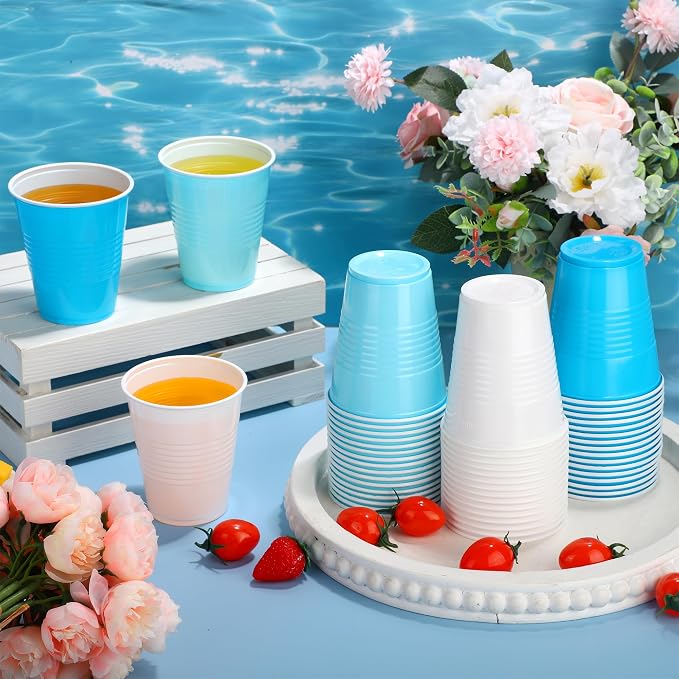 Kochorie 50 Pack Disposable Plastic Cups 12 Ounce Drinking Party Cups Bulk Party Cup for Summer Parties Wedding Birthday Baby Shower Picnics Events, Gradient Blue Colors